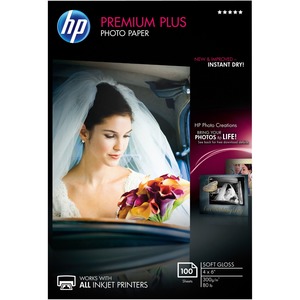 HP Premium Plus Photo Paper, Soft Gloss, 4x6, 100 Sheets (CR666A)