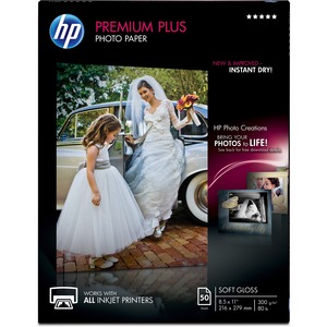 HP Premium Plus Photo Paper, Soft Gloss, A, 50 Sheets (CR667A)