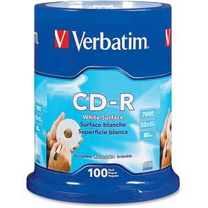 Verbatim CD-R 700MB 52X with Blank White Surface