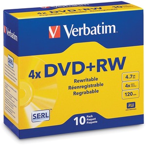 Verbatim DVD+RW Blank Discs 4.7GB 4X Recordable Discs