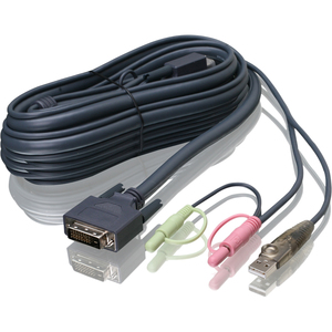 IOGEAR 10' Dual-Link DVI KVM Cable, USB and Audio/Mic, TAA Compliant