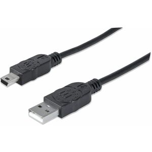 Manhattan Hi-Speed USB 2.0 A Male to Mini-B Male Device Cable, 6', Black