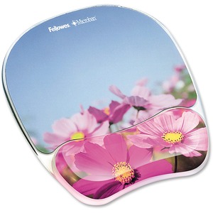 Fellowes 9179001 Gel Mouse Pad with Wrist Rest, 9-1/4 X 7-1/3, Pink Flowers Design