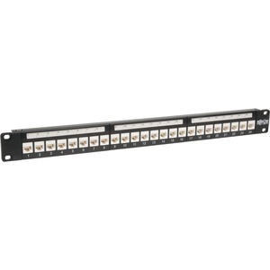 Tripp Lite by Eaton 24-Port Cat6/Cat5 Low Profile Feed-Through Patch Panel, 1U Rack-Mount/Wall-Mount, TAA