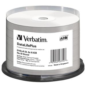 Verbatim DVD+R DL 8.5GB 8X DataLifePlus White Thermal Printable, Hub Printable