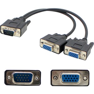 VGA Male to 2xVGA Female Black Adapter For Resolution Up to 1920x1200 (WUXGA)