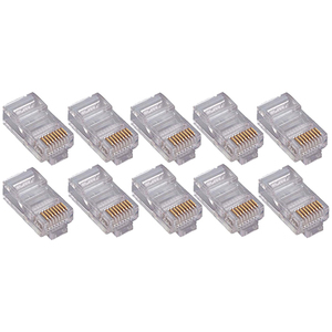 50PK RJ45 Plugs Round Solid Stranded Conducter 4-Pair Cat5e Cable