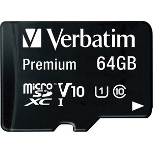 Verbatim 64GB Premium microSDXC Memory Card with Adapter, UHS-I Class 10