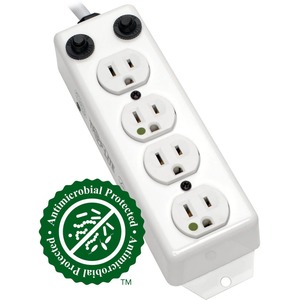 Tripp Lite Safe-IT Power Strip Medical Antimicrobial 120V 5-15R-HG 4 Outlet UL 1363A 2' Cord