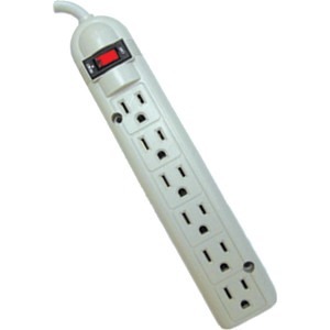 Weltron 6 Outlet Plastic Surge Protector w/ 15ft Cord