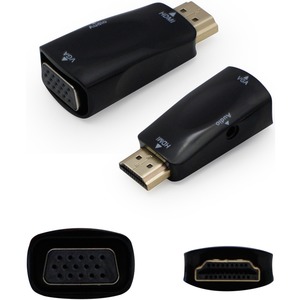 5PK HDMI 1.3 Male to VGA Female Black Active Adapters Which Includes 3.5mm Audio and Micro USB Ports For Resolution Up to 1920x1200 (WUXGA)