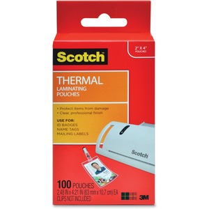 Scotch Thermal Laminating Pouches, 100 Count, Clear, 5 mil., Laminate Homemade Ornaments, Christmas Banners and Gift Tags, Ideal Holiday Supplies, Fits ID Card Sized (2.4 in. ? 4.2in.) Paper