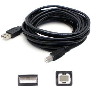 AddOn 10ft USB 2.0 (A) Male to USB 2.0 (B) Male Black Cable