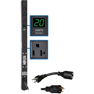 Tripp Lite by Eaton 2kW Single-Phase Local Metered PDU, 100-127V Outlets (6 5-15/20R), L5-20P/5-20P adapter, 0U Vertical, 24-in.