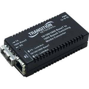 Transition Networks Mini Gigabit Ethernet Media Converter 10/100/1000Base-T to 1000Base-SX/LX