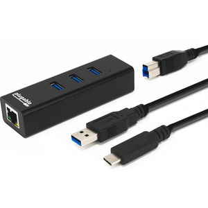 Plugable USB Hub with Ethernet, 3 Port USB 3.0 Bus Powered Hub with Gigabit Ethernet