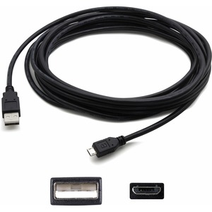 AddOn 15ft USB 2.0 (A) Male to Micro-USB 2.0 (B) Female Black Cable
