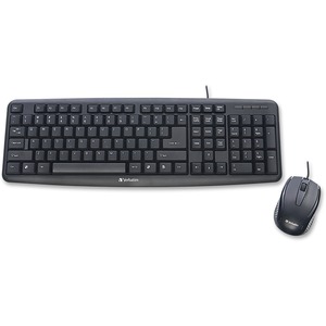 Verbatim Slimline Wired Keyboard and Mouse Combo, Optical Wired Mouse, Full-Size Keyboard, USB Plug-and-Play, Compatible with PC, Laptop