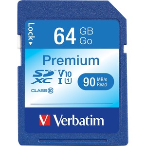Verbatim 64GB Premium SDXC Memory Card, UHS-I V10 U1 Class 10