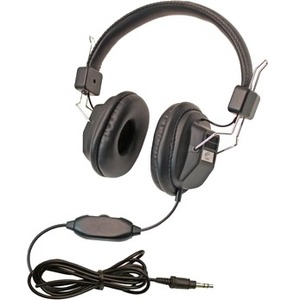 Califone 1534BK Kids Over-Ear Stereo Headphones with Inline Volume Control, 3.5mm Plug, Black, Each