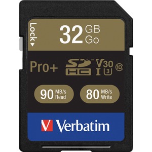 Verbatim 32GB Pro Plus 600X SDHC Memory Card, UHS-I V30 U3 Class 10