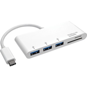 Eaton Tripp Lite Series 3-Port USB-C Hub with Card Reader, USB 3.x (5Gbps) Hub Ports and Card Reader Ports, White