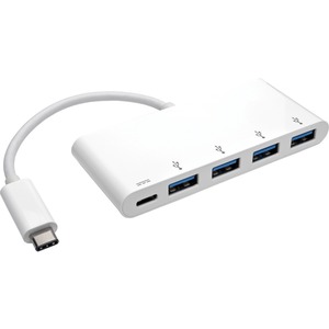 Eaton Tripp Lite Series 4-Port USB-C Hub, USB 3.x (5Gbps), 4x USB-A Ports, 60W PD Charging, White