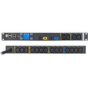 Eaton Metered Input rack PDU, 1U, L6-30P input, 10 ft cord, Single-phase, 200-240V, Outlets: (18) C13 Outlet grip