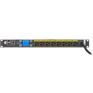 Eaton Managed rack PDU, 1U, 5-20P, L5-20P input, 1.44 kW max, 120V, 12A, 10 ft cord, Single-phase, Outlets: (8) 5-20R