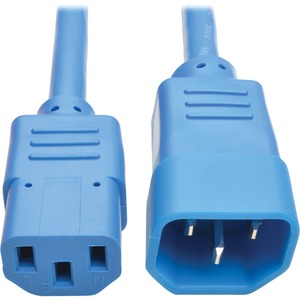 Tripp Lite 2ft Computer Power Extension Cord 10A 18 AWG C14 to C13 Blue 2'