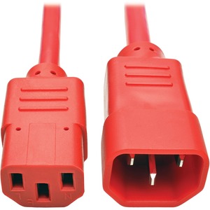 Tripp Lite 3ft Computer Power Extension Cord 10A 18 AWG C14 to C13 Red 3'