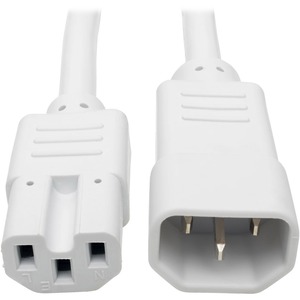 Tripp Lite 2ft Heavy Duty Power Extension Cord 15A 14 AWG C14 C15 White 2'