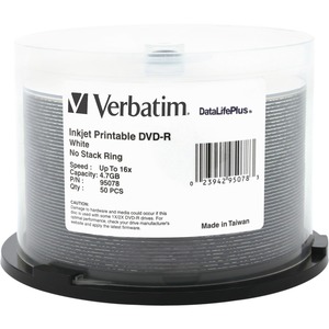 Verbatim DVD-R 4.7GB 16X DataLifePlus White Inkjet Printable
