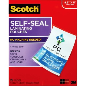 Scotch? Laminating Sheets, 9 in x 12 in, Letter Size Single Sided