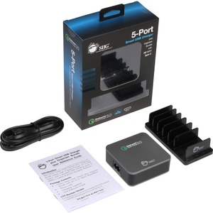 SIIG 5-Port Smart USB Charger plus Organizer Bundle with QC3.0 & USB-C