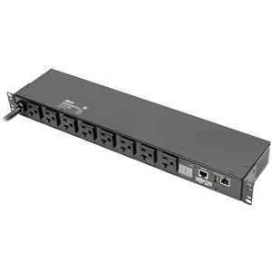 Tripp Lite by Eaton 1.9kW Single-Phase Switched PDU, LX Interface, 120V Outlets (8 5-15/20R), NEMA L5-20P/5-20P input, 12 ft. (3.66 m) Cord, 1U Rack, TAA