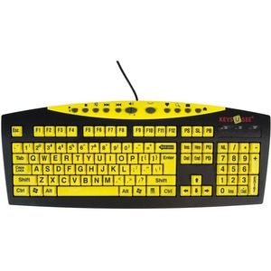 Ablenet Keys-U-See Large Print Wired Keyboard, Black Print on Yellow KeysS