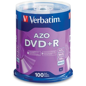 Verbatim DVD+R Blank Discs AZO Dye 4.7GB 16X Recordable Disc