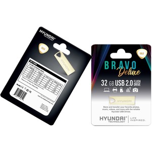 Hyundai Bravo Deluxe 32GB High Speed Fast USB 2.0 Flash Memory Drive Thumb Drive Metal, Gold
