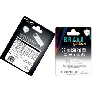 Hyundai Bravo Deluxe 32GB High Speed Fast USB 2.0 Flash Memory Drive Thumb Drive Metal, Silver