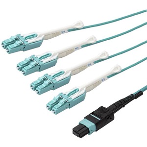 StarTech.com 10m (30ft) MTP(F)/PC to 4x LC/PC Duplex Breakout OM3 Multimode Fiber Optic Cable, OFNP, 40G, 8F Type-A