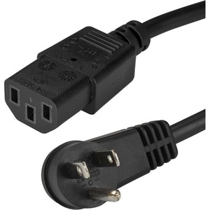 StarTech.com 10ft (3m) Computer Power Cord, Right Angle NEMA 5-15P to C13, 10A 125V, 18AWG, Replacement AC Power Cord, Monitor Power Cable