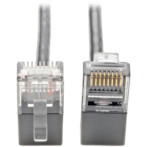Tripp Lite Cat6 Gigabit Patch Cable Snagless Right-Angle UTP Slim Gray 1ft