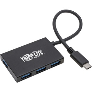 Tripp Lite by Eaton 4-Port USB-C Hub USB 3.x Gen 2 (10Gbps) 4x USB-A Ports Thunderbolt 3 Compatible Aluminum Housing Black