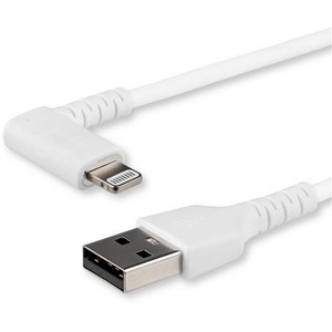 StarTech.com 2m USB A to Lightning Cable iPhone iPad Durable Right Angled 90 Degree White Charger Cord w/Aramid Fiber Apple MFI Certified