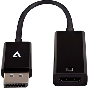 V7 Black Video Adapter DisplayPort Male to HDMI Female Slim