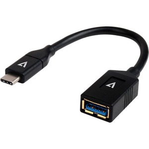 V7 Black USB Cable USB 3.0 A Female to USB-C Male 0.3m 1ft