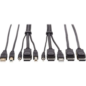 Tripp Lite DisplayPort KVM Cable Kit 4K USB 3.5mm 3xM/3xM USB MM DP MM 6ft