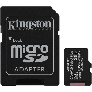 Kingston 32GB microSDHC Canvas Select Plus 100MB/s Read A1 Class10 UHS-I Memory Card + Adapter (SDCS2/32GB)