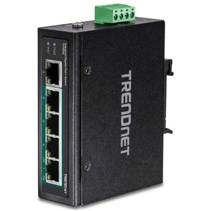 TRENDnet 5-Port Hardened Industrial Unmanaged Gigabit Switch; TI-PG50; 10/100/1000Mbps; DIN-Rail Switch; 4 x Gigabit PoE+ Ports; 1 x Gigabit Port; Gigabit Ethernet Network Switch; Lifetime Protection